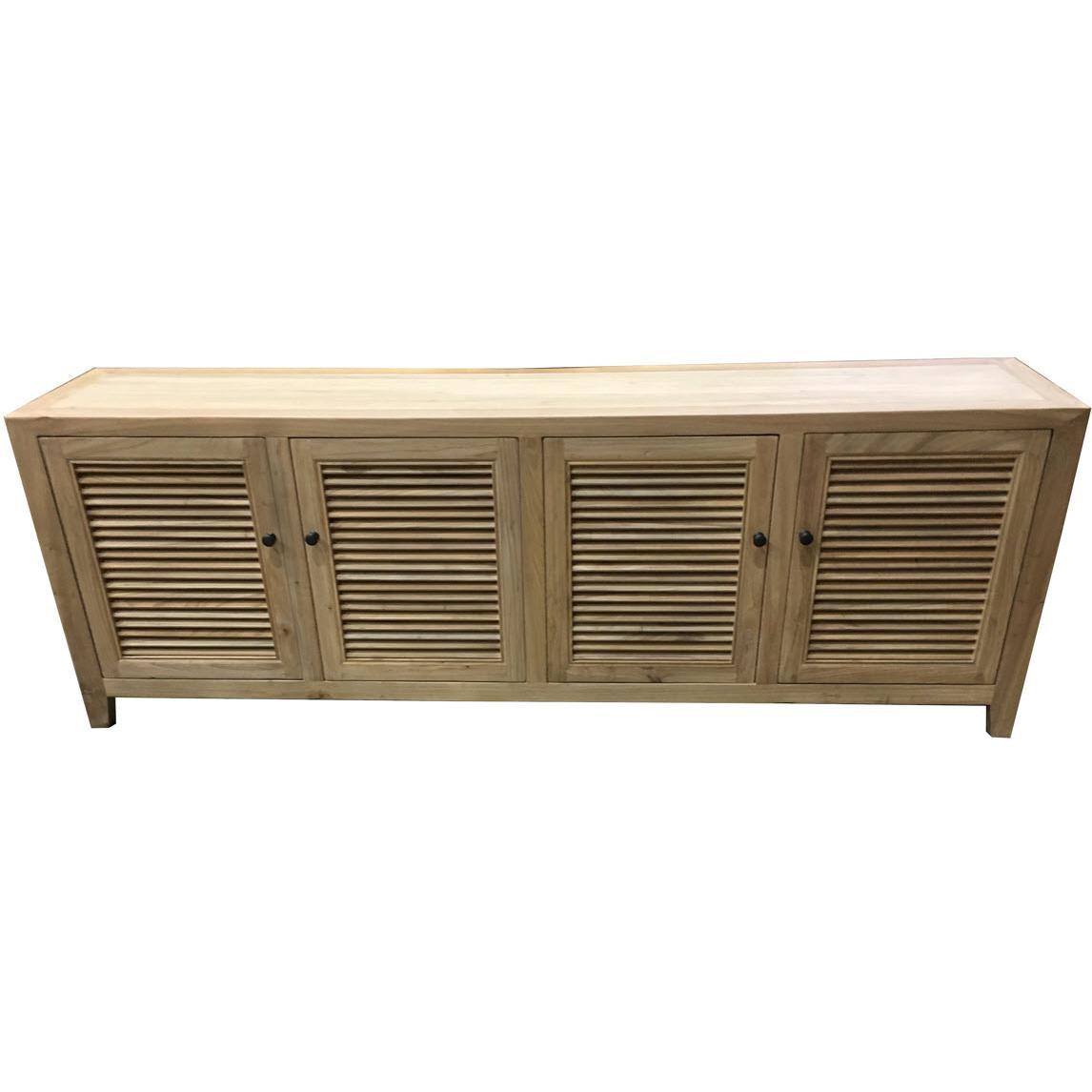 VILLA  LOUVRE STYLE TALL TV/ENTERTAINMENT UNIT 4 DOORS IN RECYCLED ELM 200CM