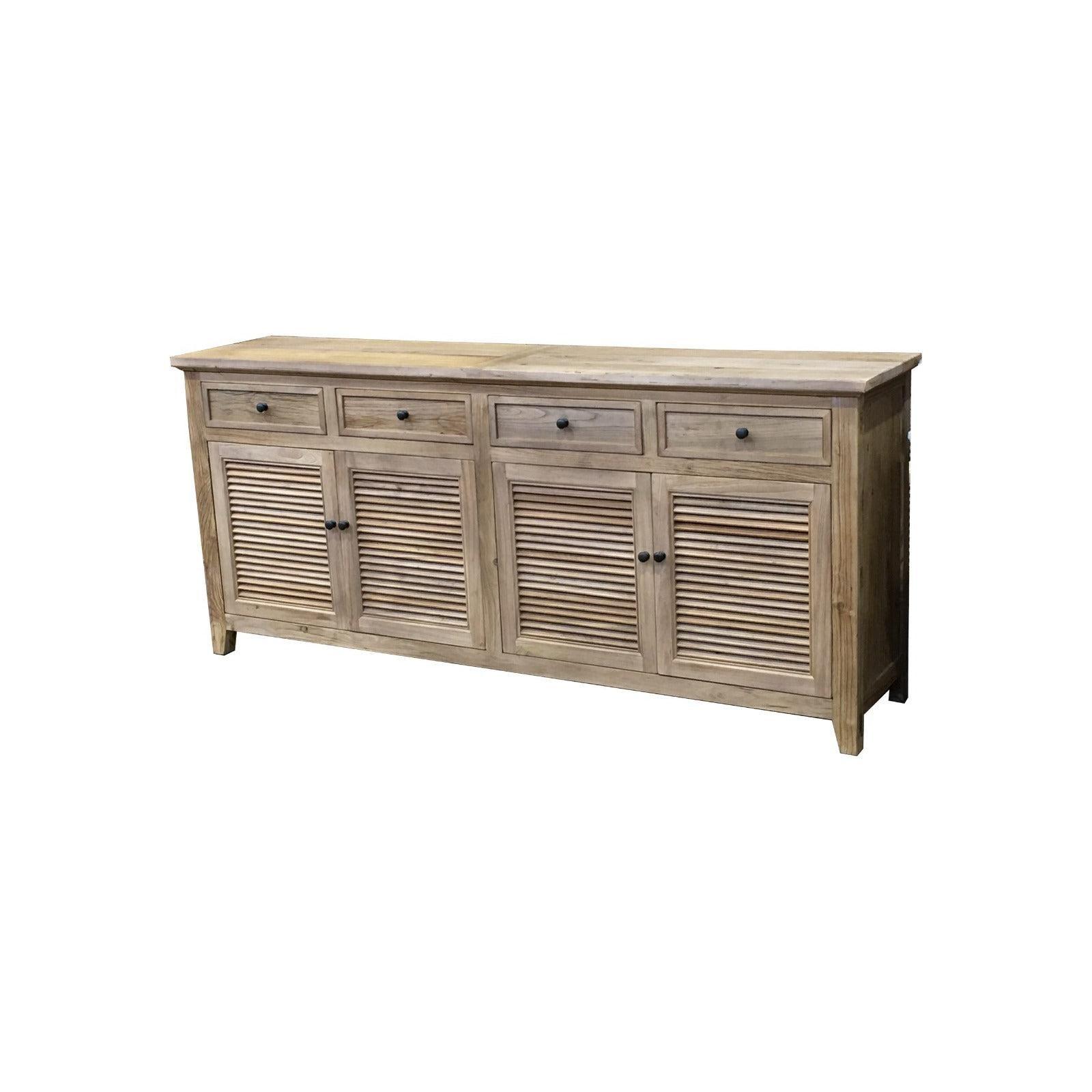VILLA LOUVRE STYLE BUFFET SIDEBOARD 4 DOORS & 2 DRAWERS IN RECYCLED ELM 200CM - MyChocolateWood