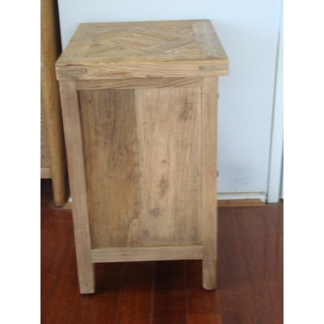 MORO RUSTIC RECYCLED ELM 2 DRAWER BEDSIDE TABLE PARQUETRY TOP 50CM - MyChocolateWood