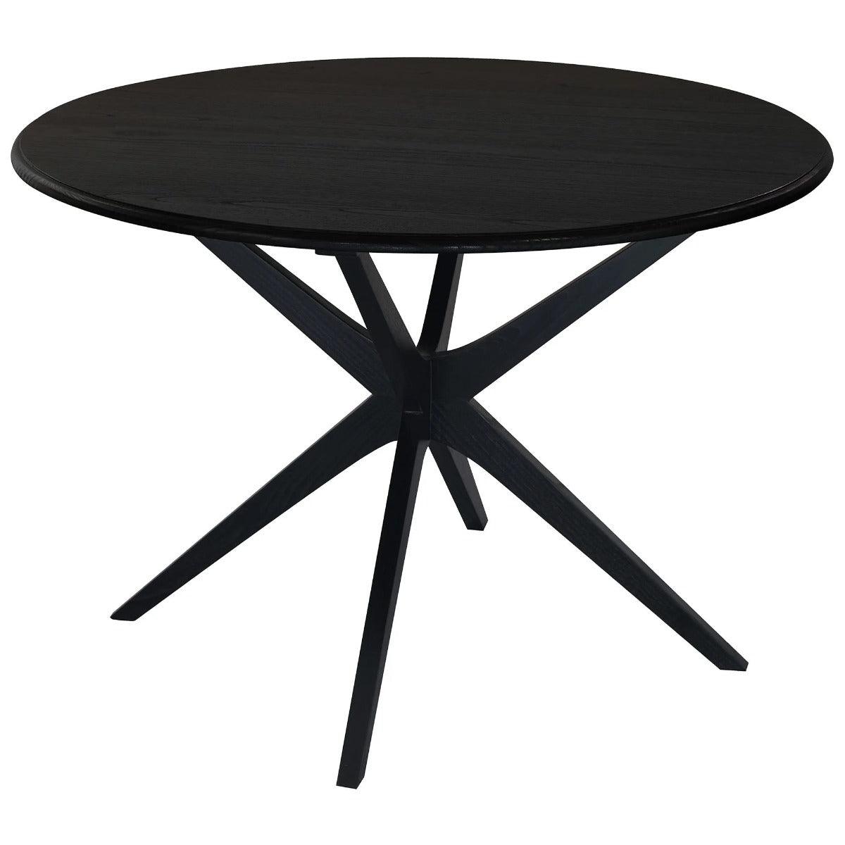 DION SOLID OAK ROUND DINING TABLE 110CM BLACK