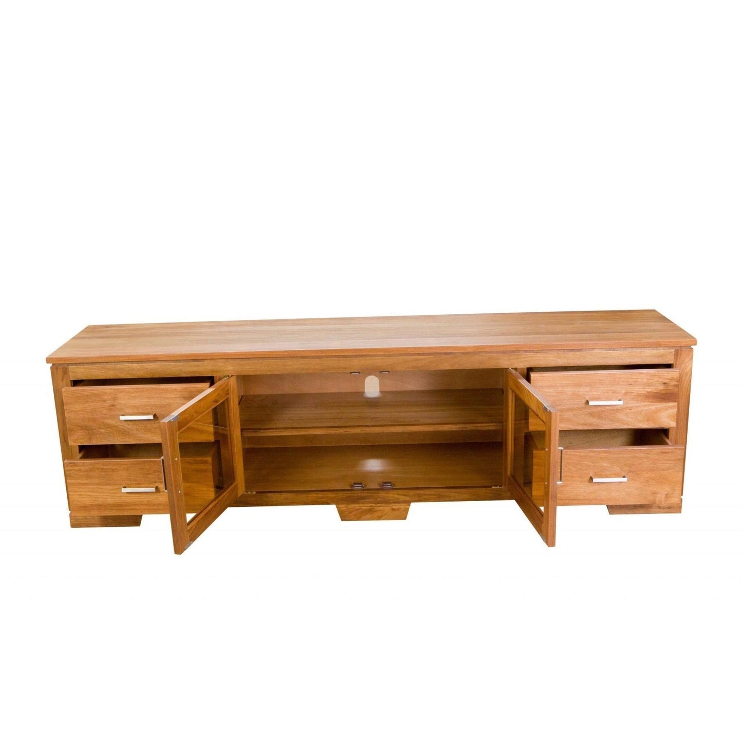 ALDO TASMANIAN BLACKWOOD TV/ENTERTAINMENT UNIT WITH 4 DRAWERS & 2 GLASS DOORS