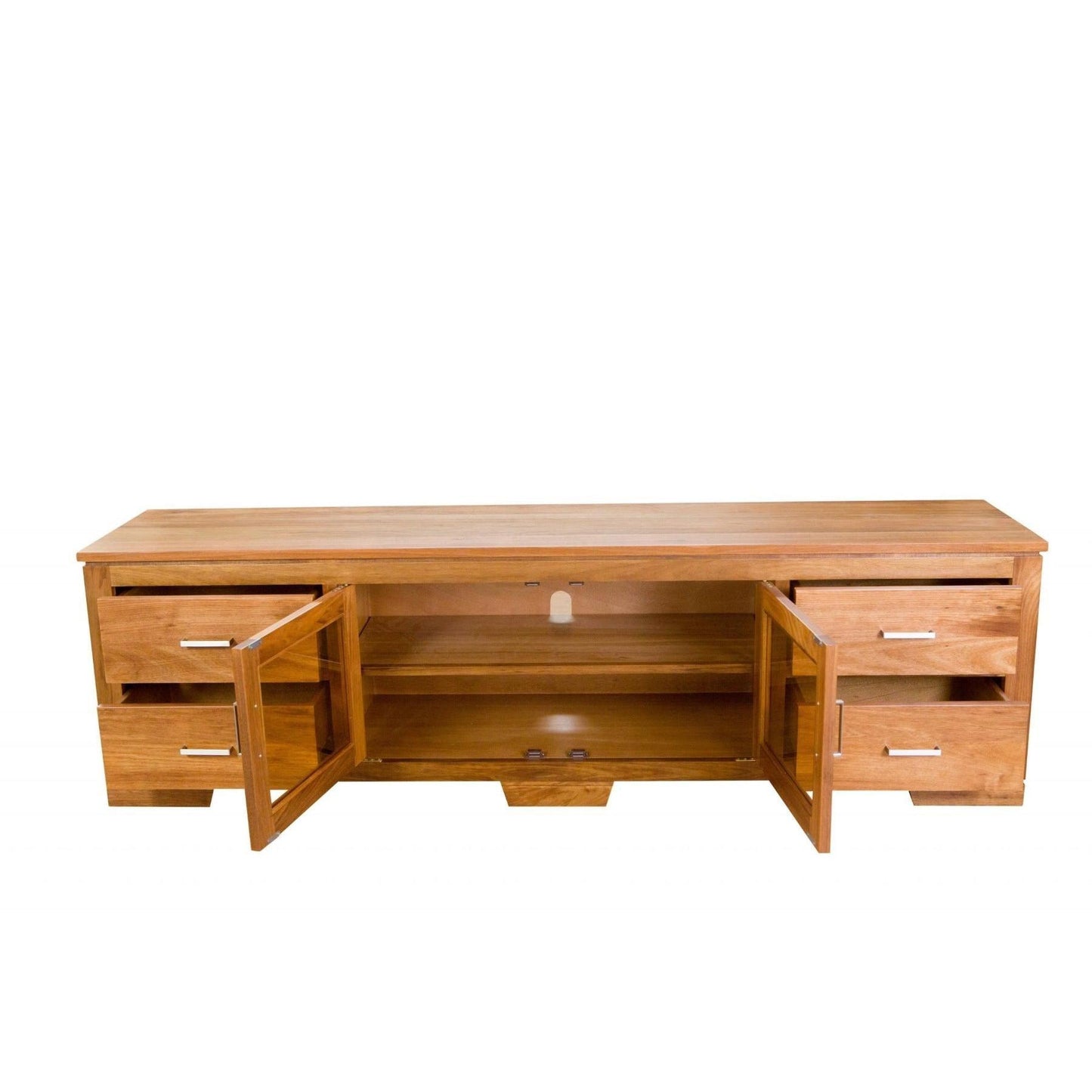 ALDO TASMANIAN BLACKWOOD TV/ENTERTAINMENT UNIT WITH 4 DRAWERS & 2 GLASS DOORS
