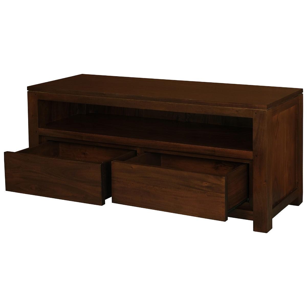 TANAKA SOLID MAHOGANY 120CM TV UNIT WITH 2 DRAWERS IN MAHOGANY