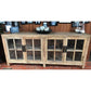 FAIRMONT RECYCLED ELM SIDEBOARD/BUFFET WITH GLASS DOORS. 2.1M VINTAGE INDUSTRIAL