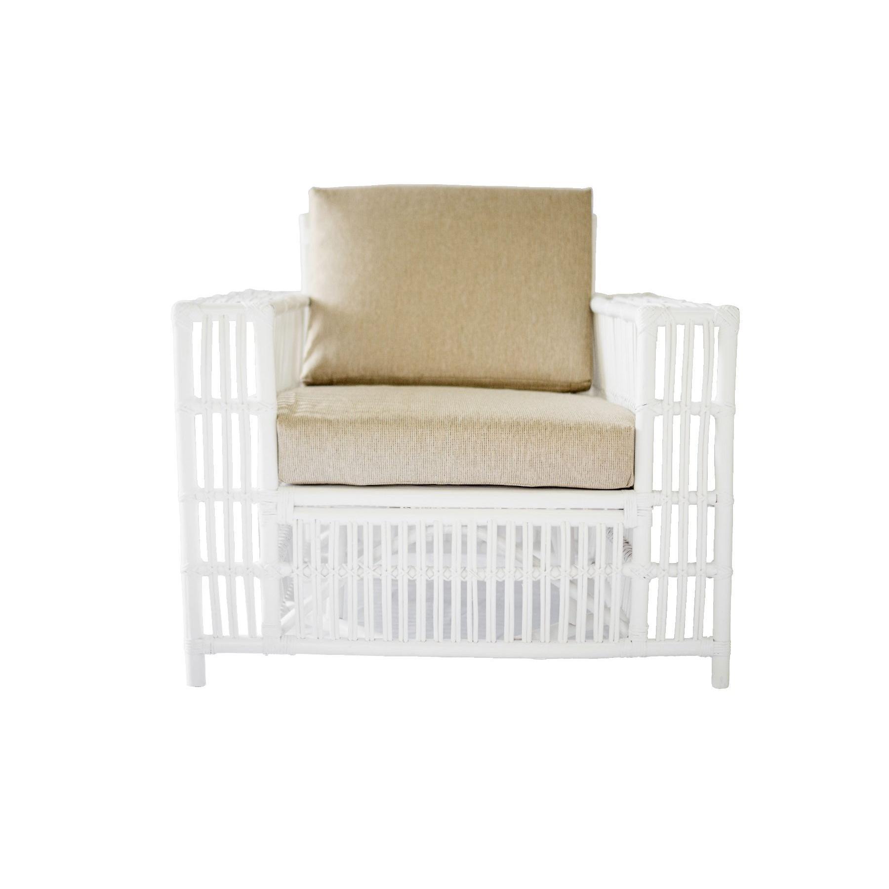 NAPOLI HAMPTONS STYLE RATTAN ARMCHAIR IN SOLID WHITE - MyChocolateWood