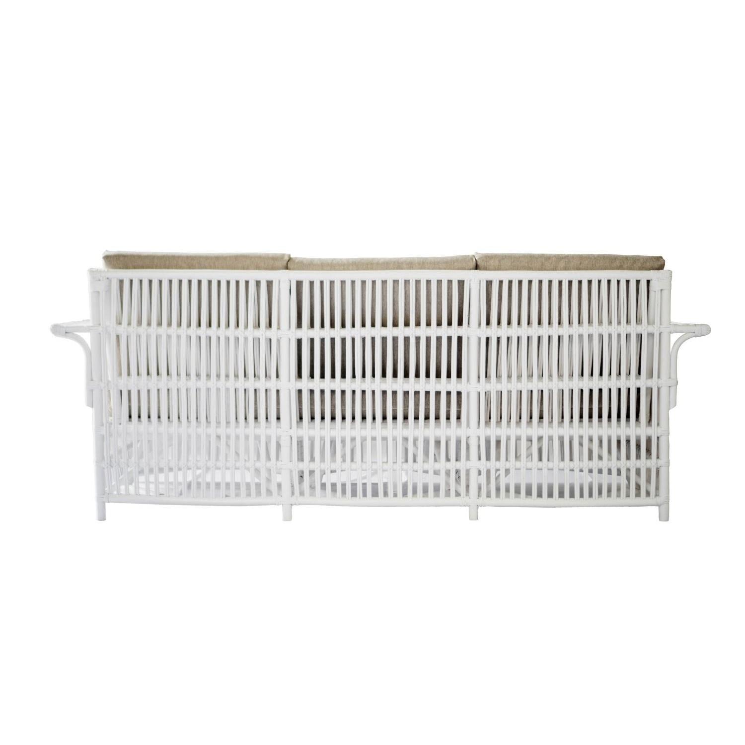 NAPOLI HAMPTONS STYLE 3-SEATER RATTAN SOFA IN SOLID WHITE - MyChocolateWood