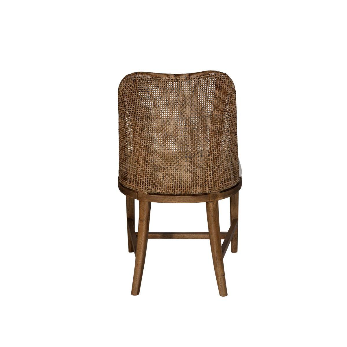 LANCASTER HAMPTONS RATTAN DINING CHAIR IN MANGO TEAK ON WEAVE/BROWN LEGS