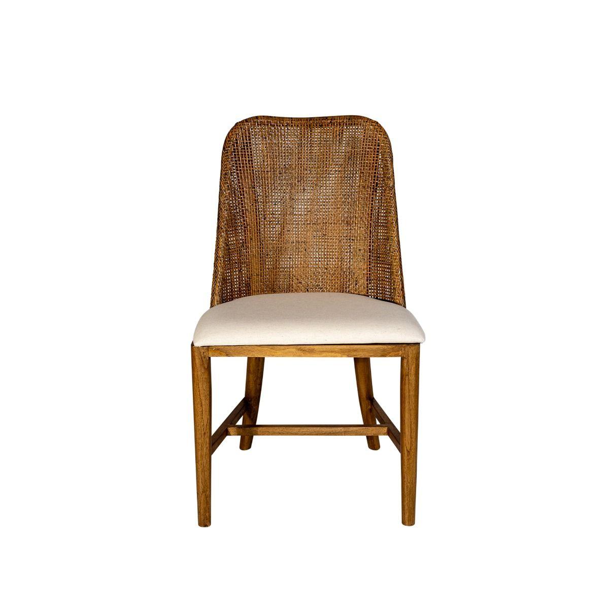 LANCASTER HAMPTONS RATTAN DINING CHAIR IN MANGO TEAK ON WEAVE/BROWN LEGS