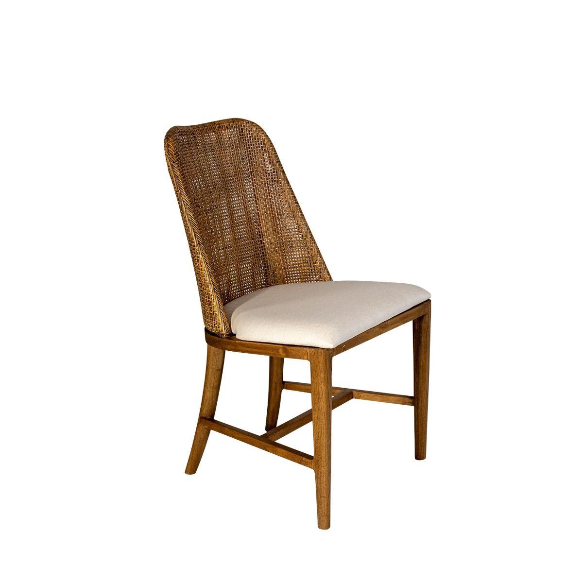 LANCASTER HAMPTONS RATTAN DINING CHAIR IN MANGO TEAK ON WEAVE/BROWN LEGS