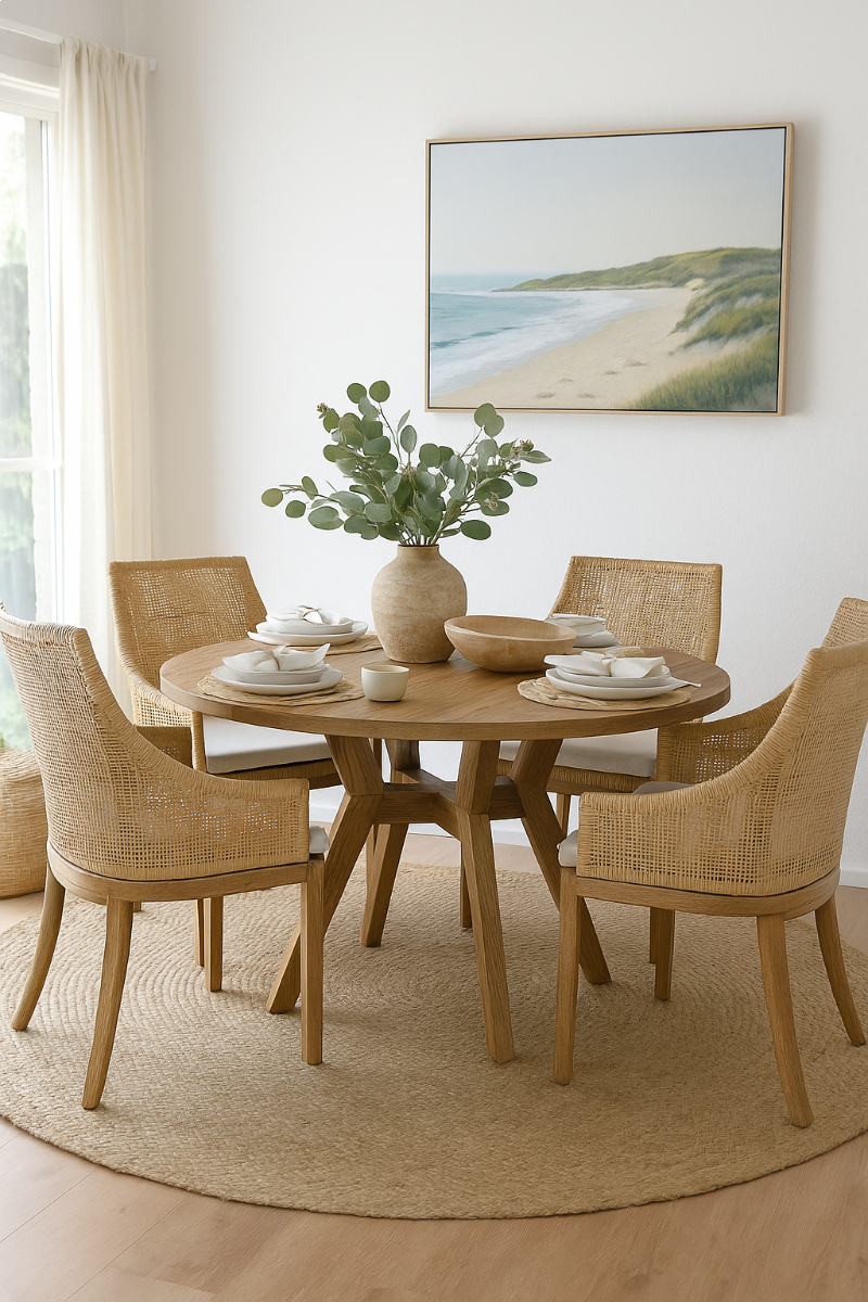 JENALLI HAMPTONS RATTAN DINING CHAIR/ LOUNGE CHAIR IN NATURAL