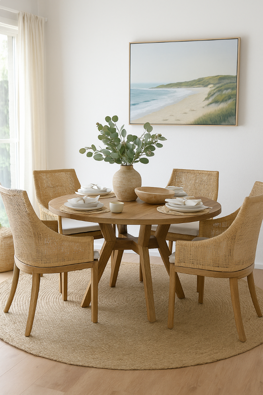JENALLI HAMPTONS RATTAN DINING CHAIR/ LOUNGE CHAIR IN NATURAL
