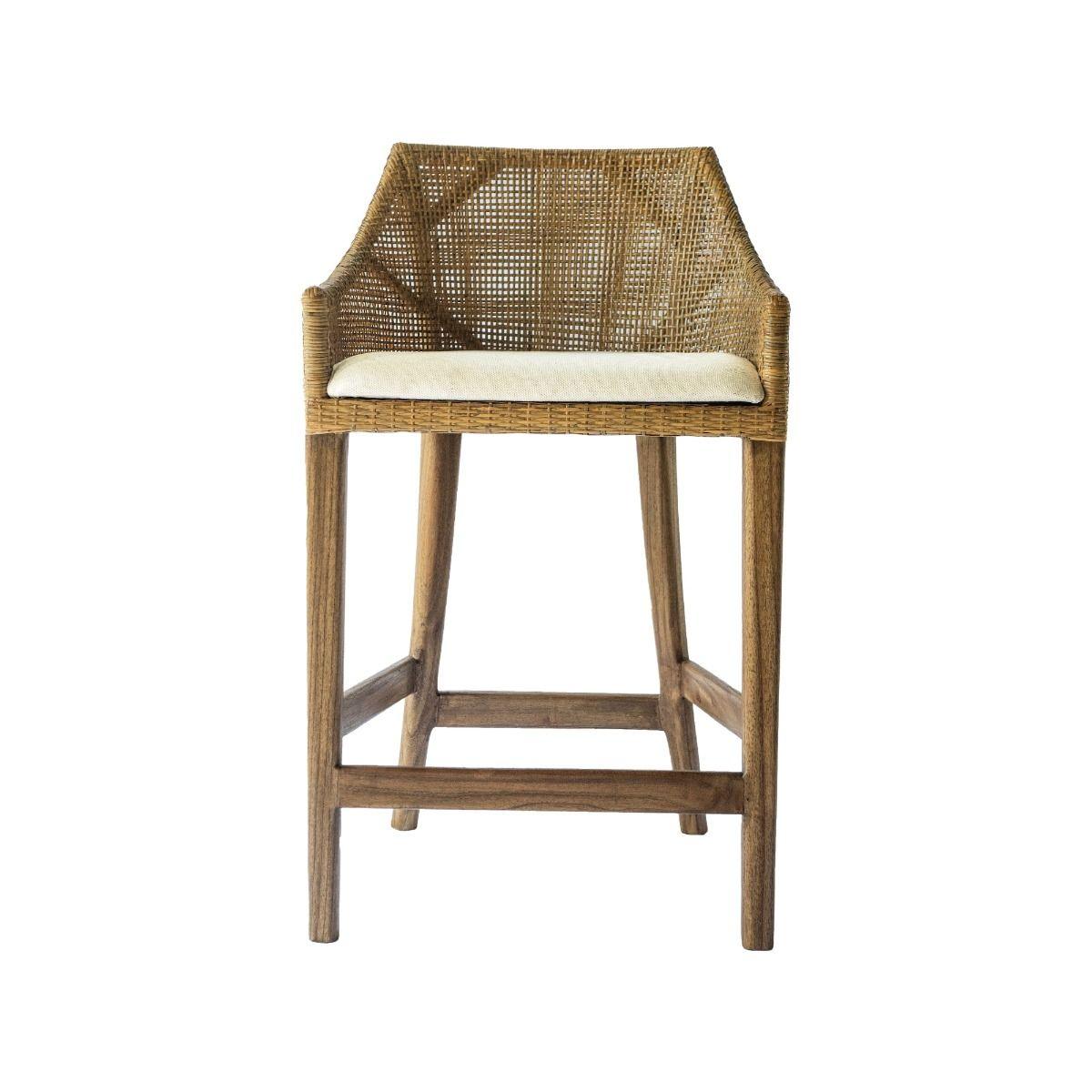 JENALLI HAMPTONS RATTAN COUNTER STOOL IN MANGO TEAK