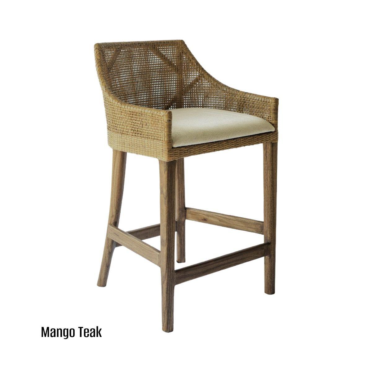 JENALLI HAMPTONS RATTAN COUNTER STOOL IN MANGO TEAK - MyChocolateWood