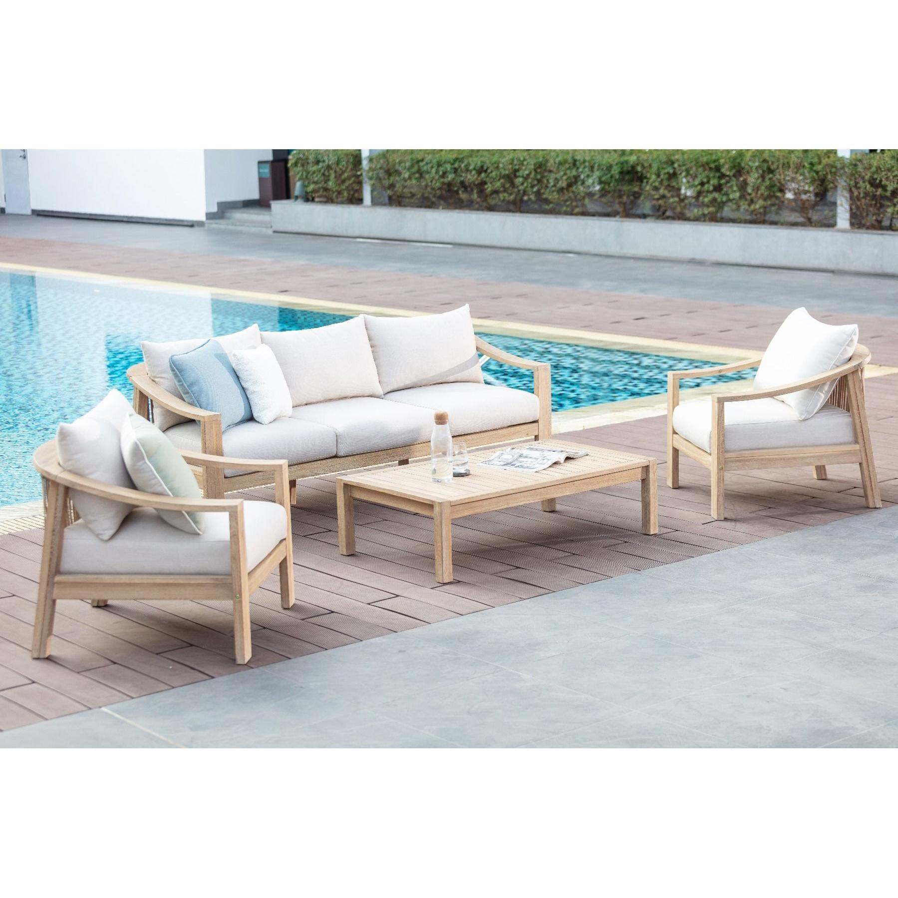 BAILEY ACACIA WOOD & ROPE 4 - PIECE OUTDOORS SETTING