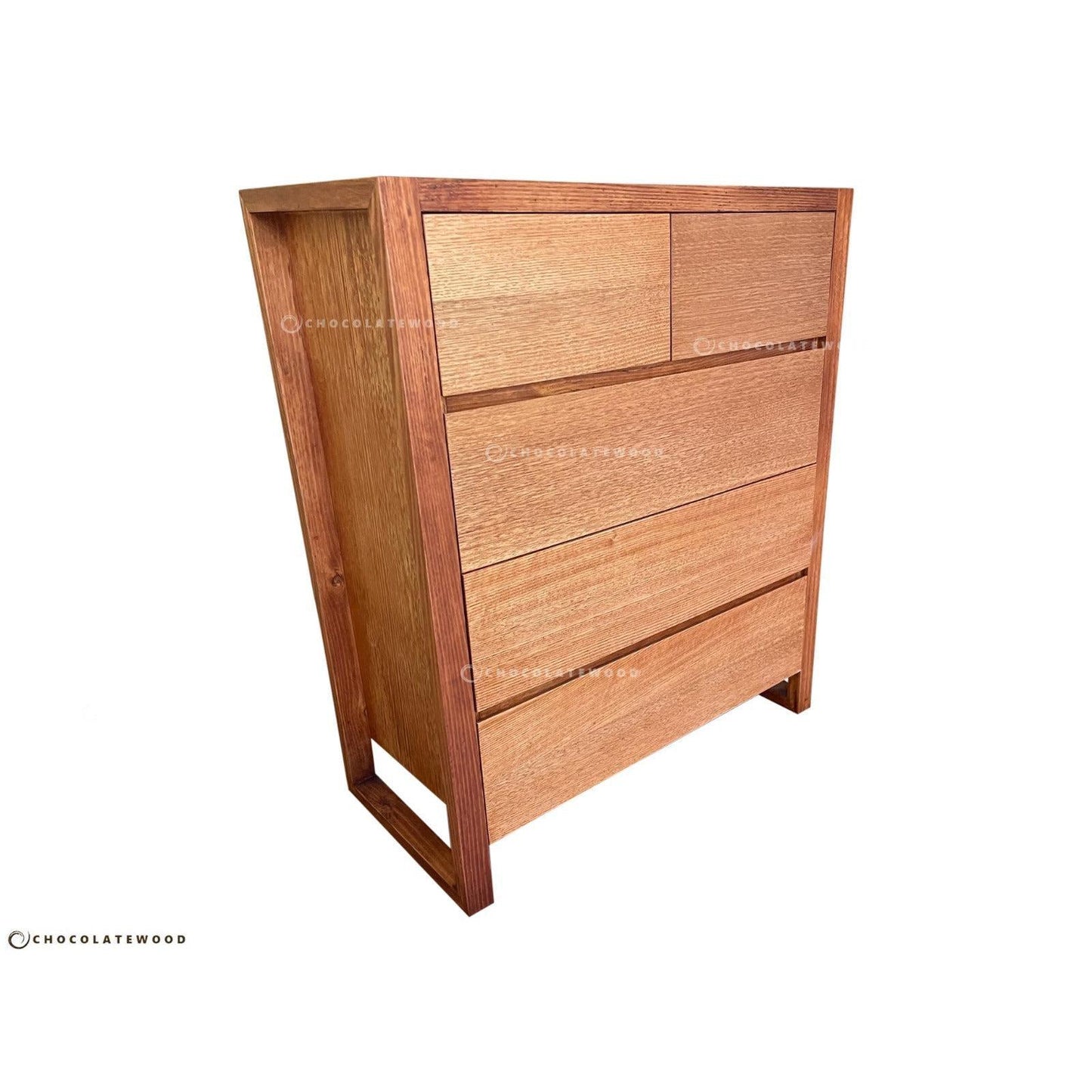 VERMONT TASSIE OAK 5 DRAWER TALLBOY - AUSTRALIAN CUSTOM MADE