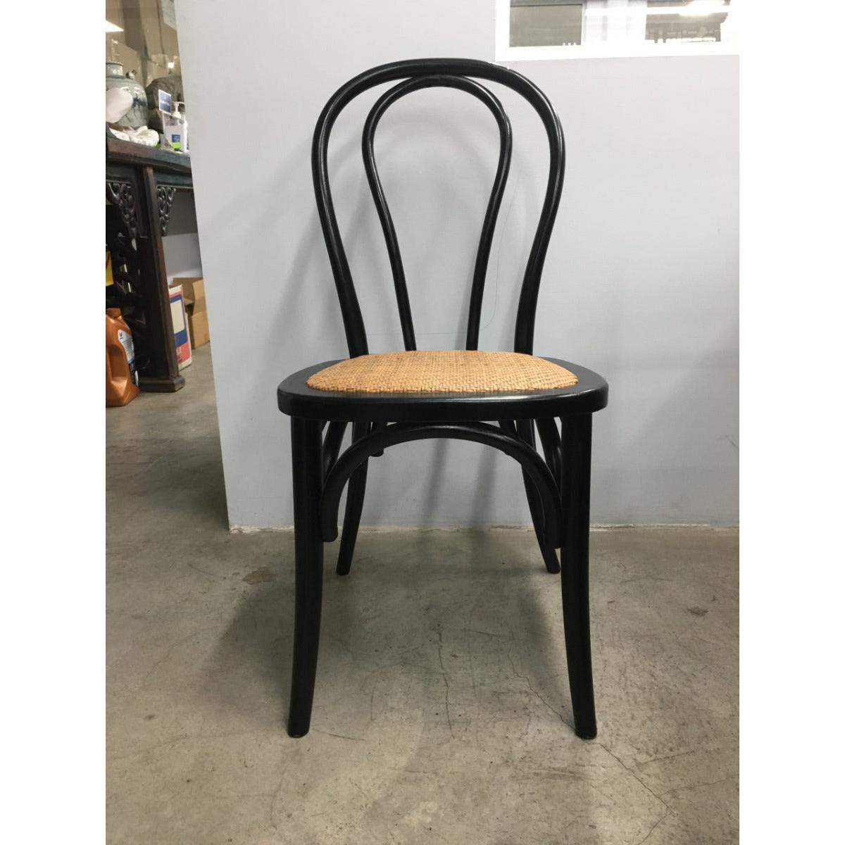 CRISTO STACKABLE BLACK BENTWOOD DINING CHAIR WITH RATTAN SEAT