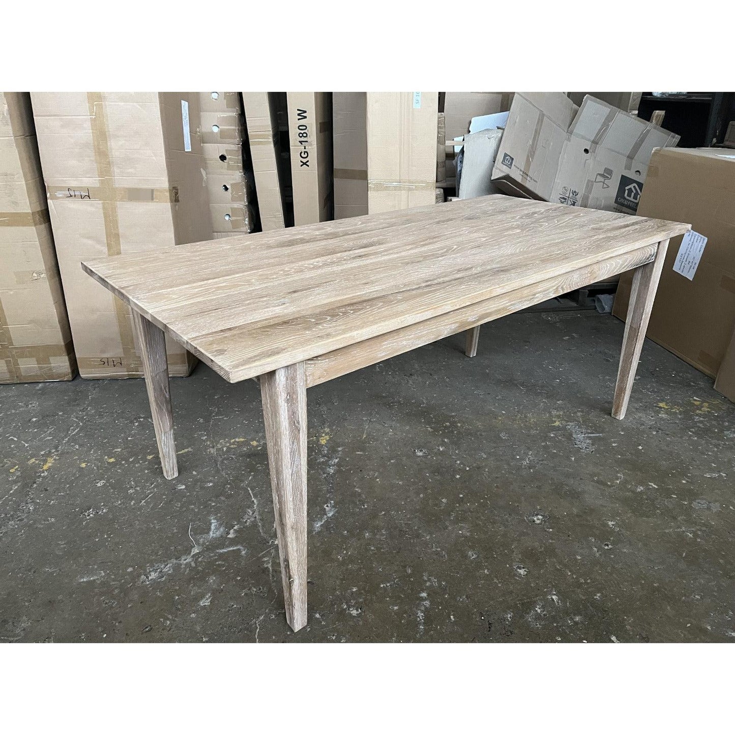 HAMPTON WHITEWASHED OAK DINING TABLE 150CM