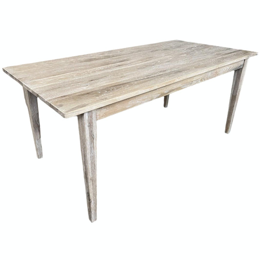 HAMPTONS SOLID OAK STYLE DINING TABLE IN WHITEWASH COLOUR 180CM