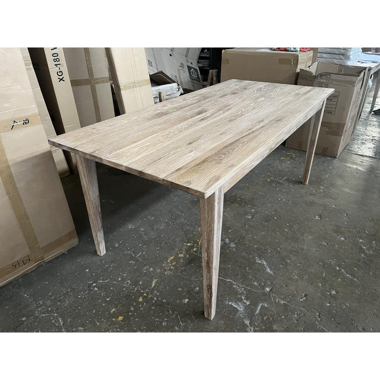 HAMPTON WHITEWASHED OAK DINING TABLE 150CM