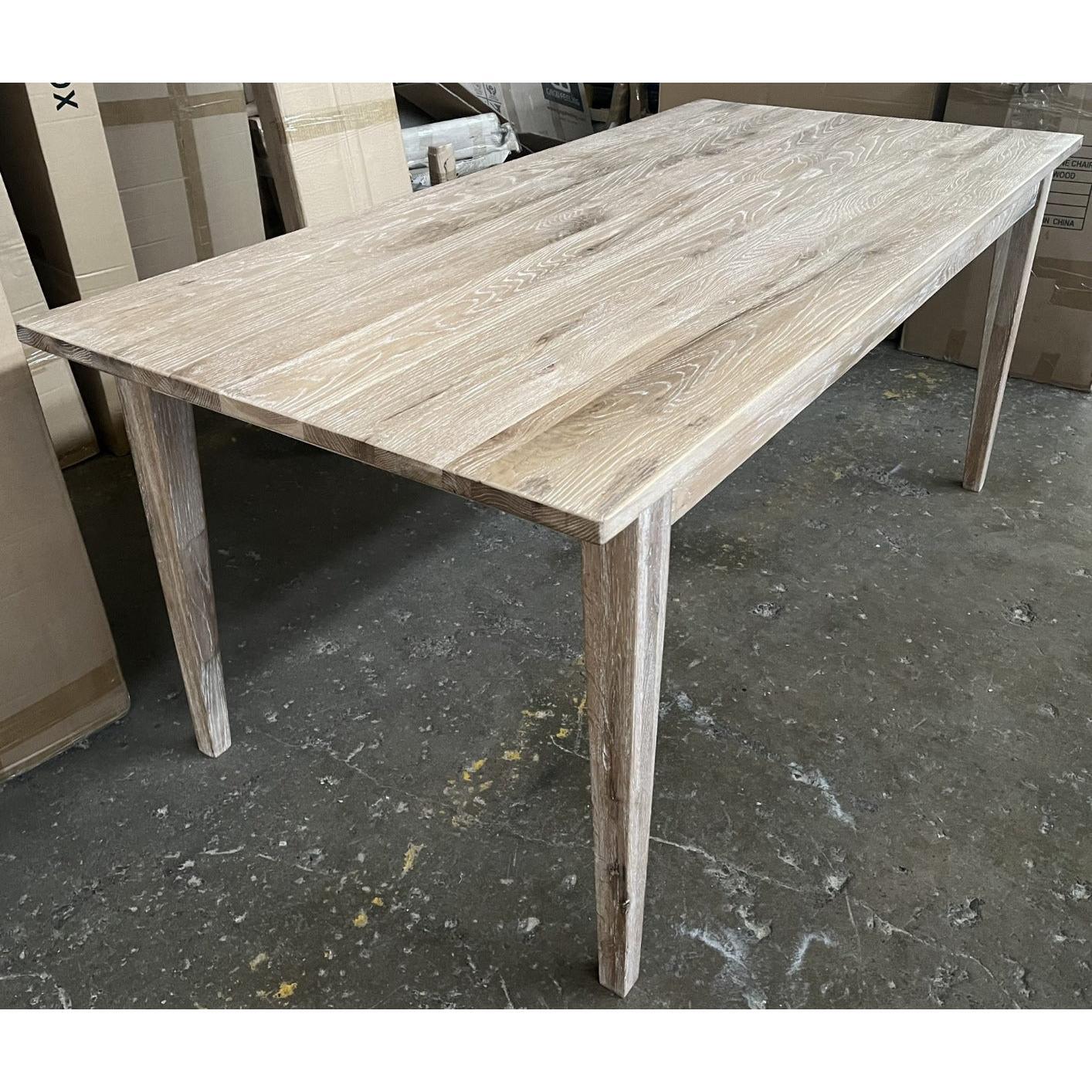 HAMPTONS STYLE DINING TABLE IN WHITEWASHED OAK 150CM