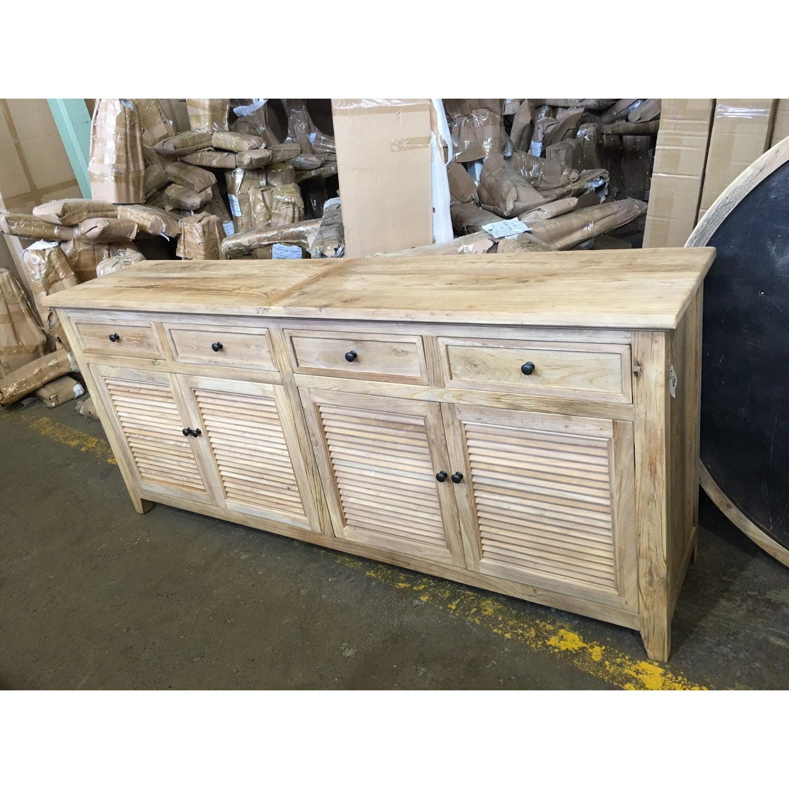 VILLA LOUVRE STYLE BUFFET SIDEBOARD 4 DOORS & 2 DRAWERS IN RECYCLED ELM 200CM - MyChocolateWood