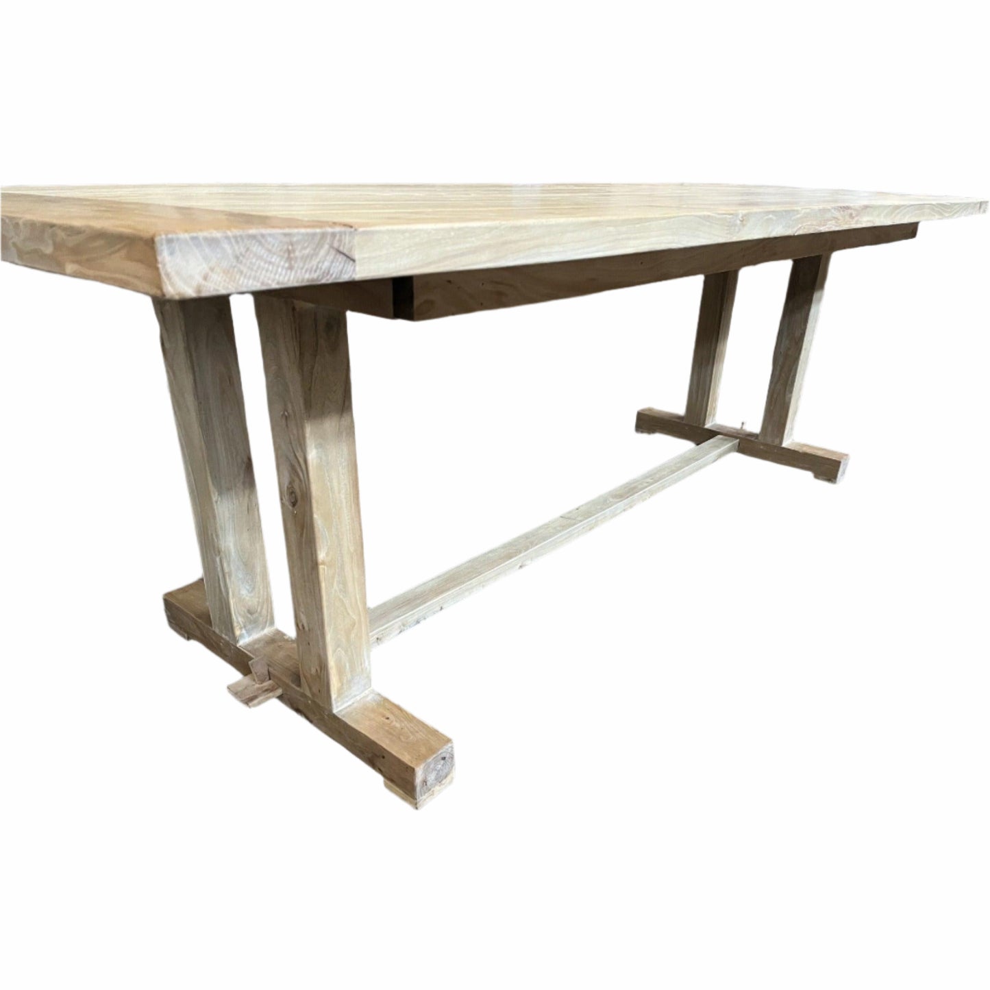 ATHENS RECYCLED ELM TRESTLE DINING TABLE 184CM - MyChocolateWood