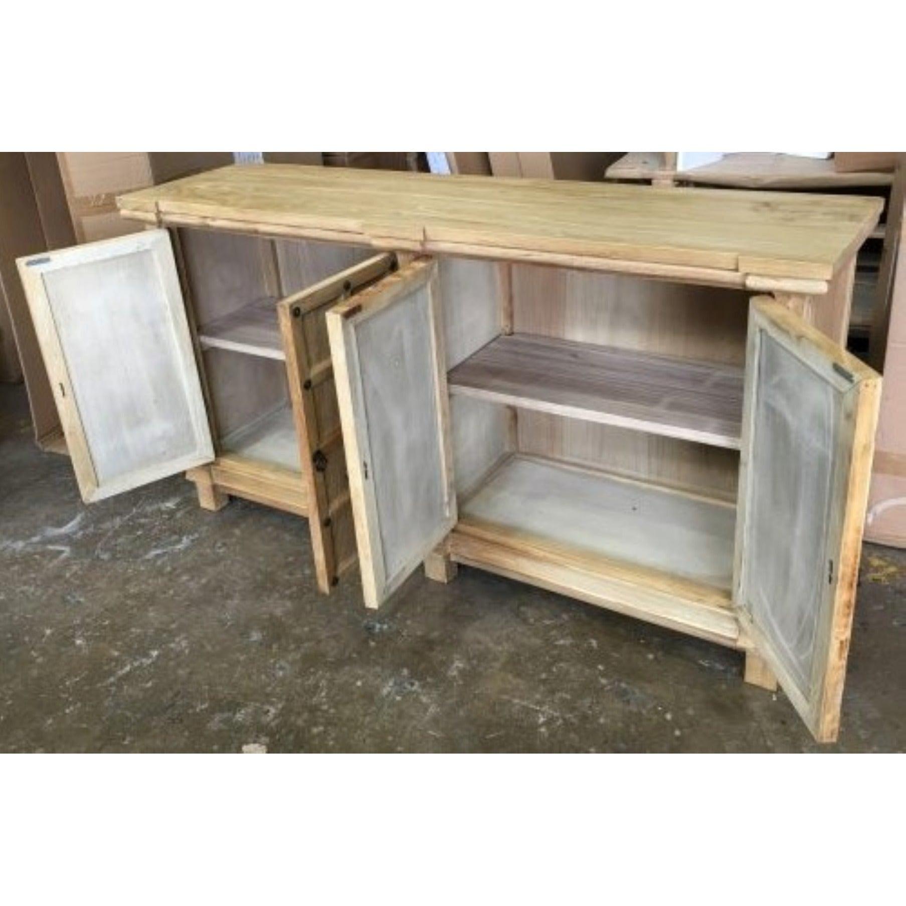 SHULI CHINESE ANTIQUE REPRODUCTION 4-DOOR BUFFET SIDEBOARD W/METAL STUDS 160 CM - MyChocolateWood