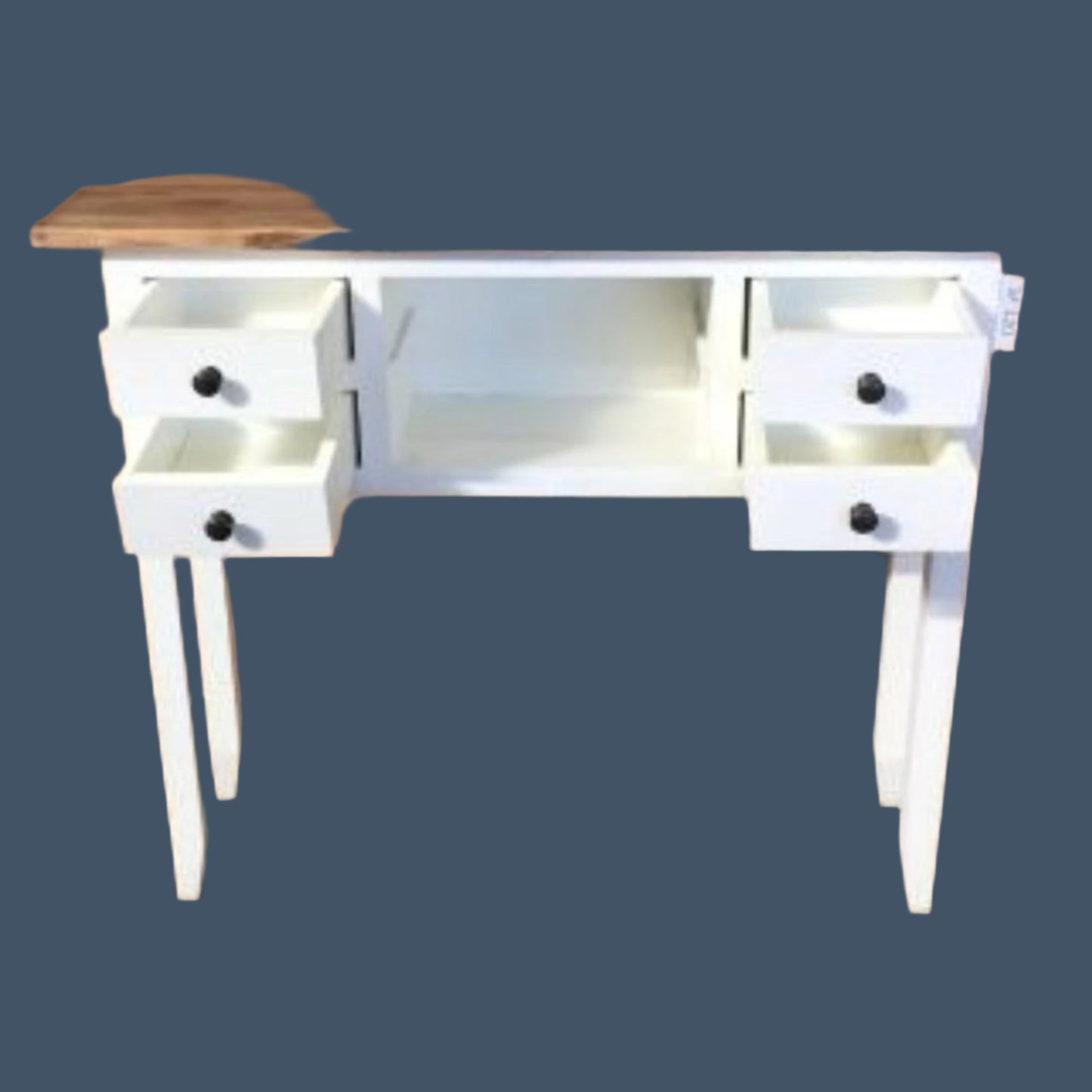DAGENHAM  NARROW CHINESE HALL TABLE/CONSOLE  4 DRAWERS IN RECYCLED ELM NATURAL/WHITE