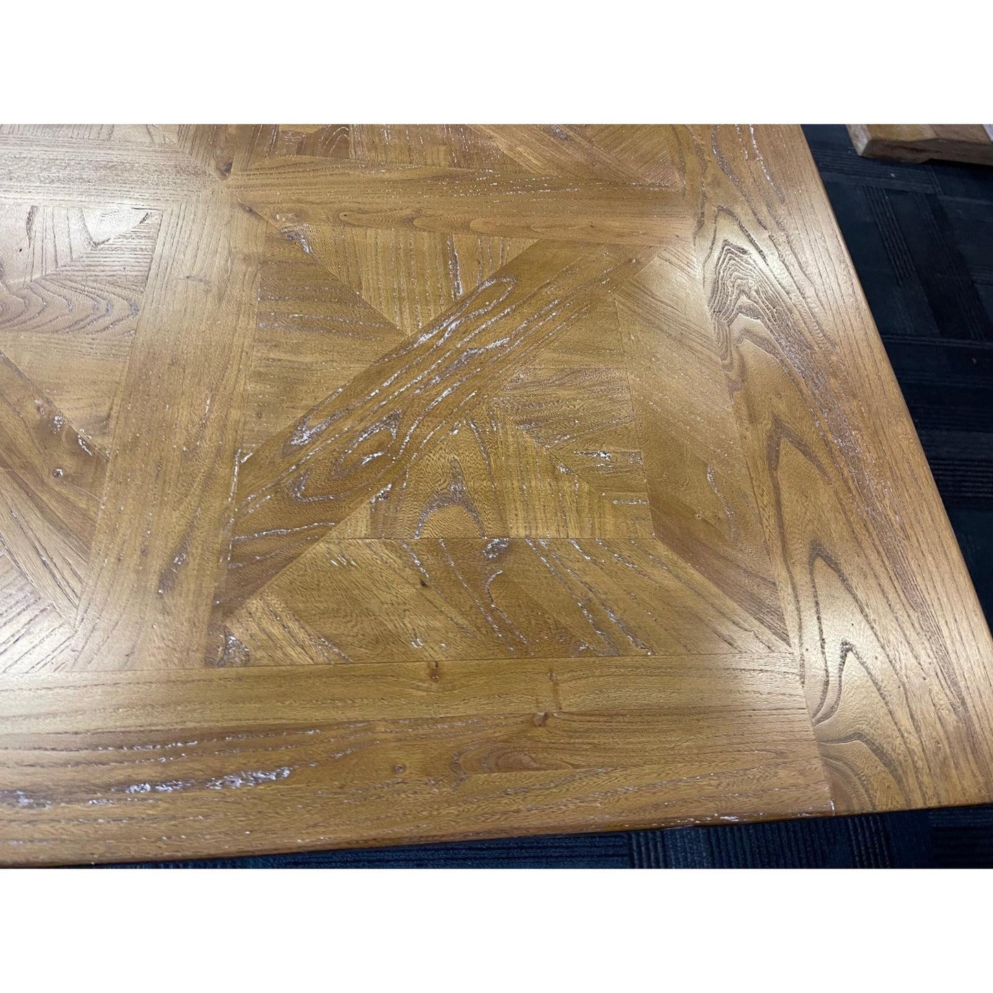 KENSIT PARQUETRY TOP RECYCLED ELM DINING TABLE 245CM