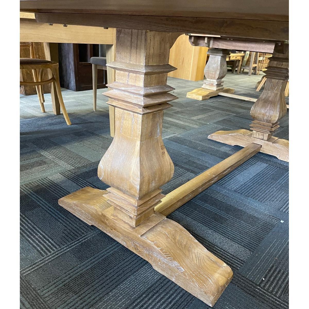 KENSIT PARQUETRY TOP RECYCLED ELM DINING TABLE 245CM