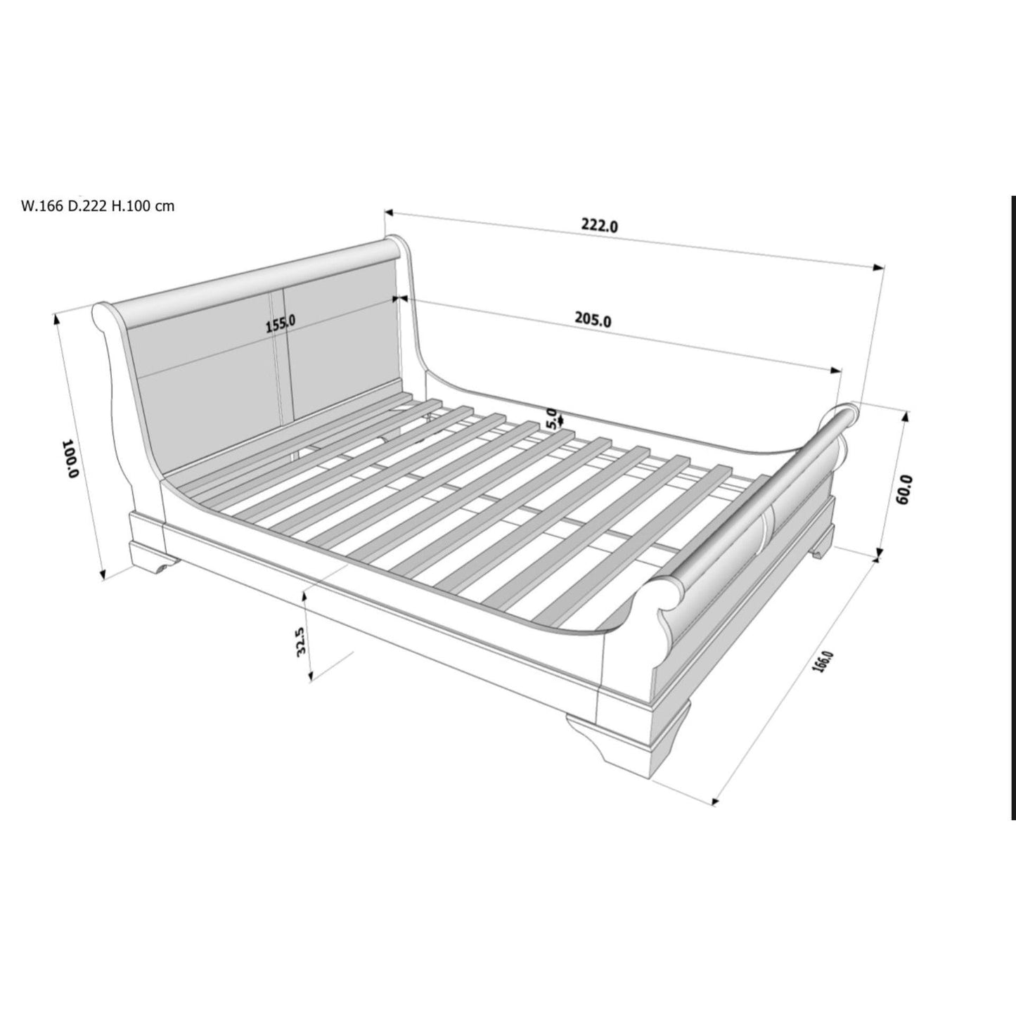 BRADY SLEIGH SOLID MAHOGANY TIMBER QUEEN BED IN CHOCOLATE - MADE TO ORDER