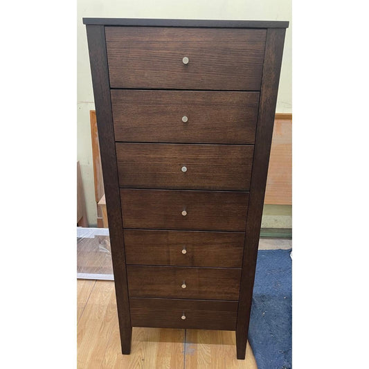 DYLAN TASSIE OAK 7 DRAWERS NARROW TALLBOY IN CHOCOLATE AUSTRALIAN MADE TO ORDER