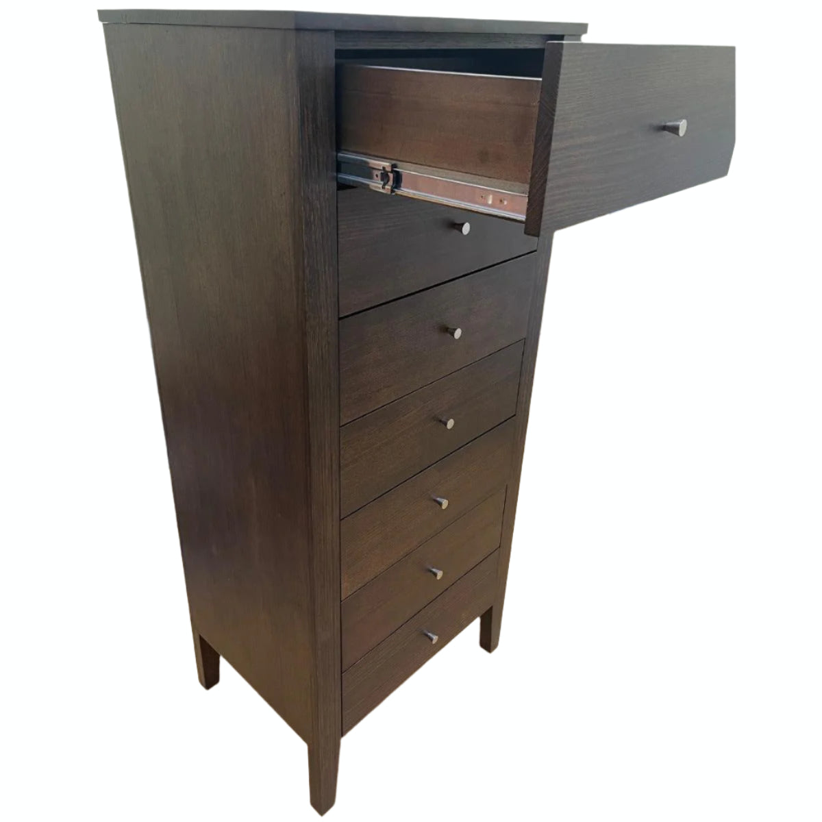 DYLAN TASSIE OAK 7 DRAWERS NARROW TALLBOY IN CHOCOLATE AUSTRALIAN MADE TO ORDER - MyChocolateWood