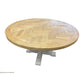 GIBRALTAR ROUND DINING TABLE IN 140CM + 4 MARSEILLE WHITE DINING CHAIRS - MyChocolateWood