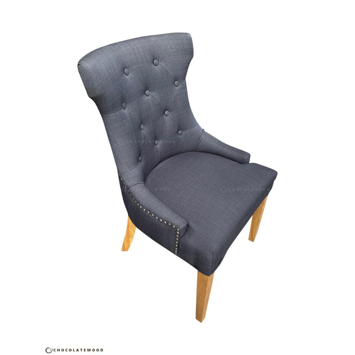 RIO SOLID OAK CHAIR IN CHARCOAL WITH OAK LEGS - MyChocolateWood