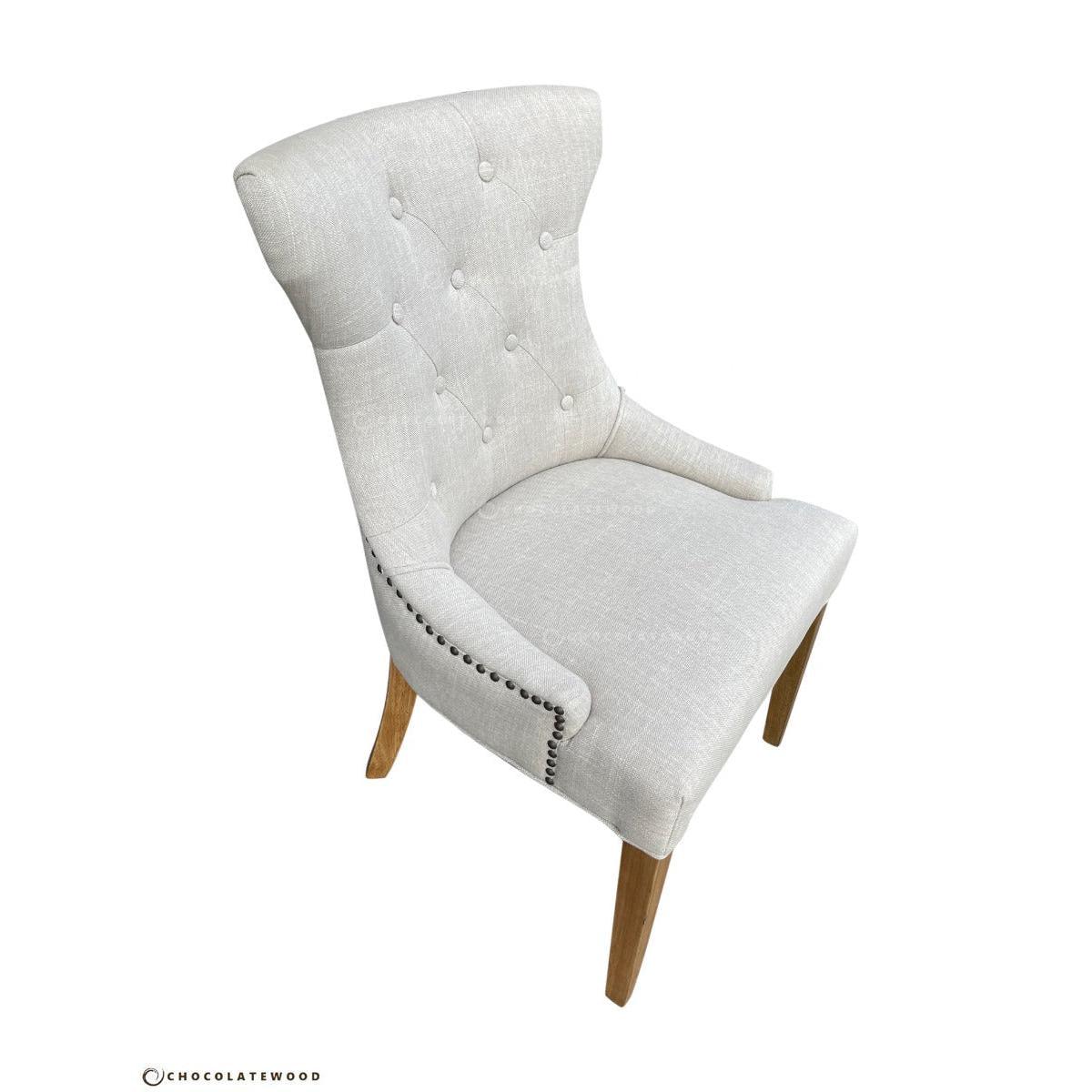 RIO SOLID OAK CHAIR IN FLAXEEN WITH OAK LEGS - MyChocolateWood