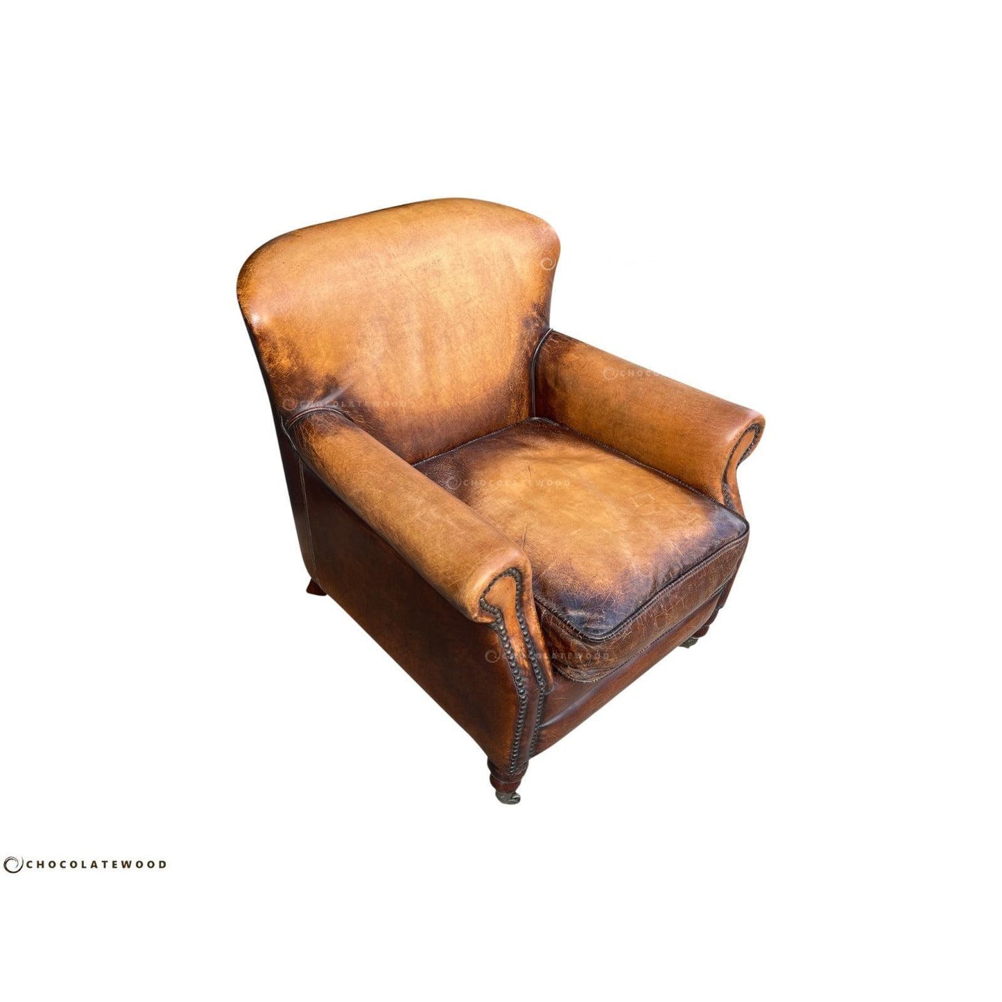 GRACELAND ANTIQUE PREMIUM GRADE LEATHER ARMCHAIR IN CARAMEL