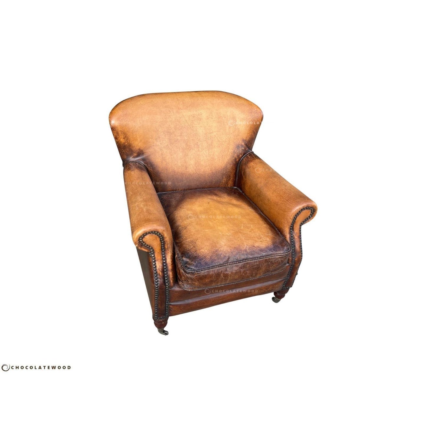 GRACELAND ANTIQUE PREMIUM GRADE LEATHER ARMCHAIR IN CARAMEL