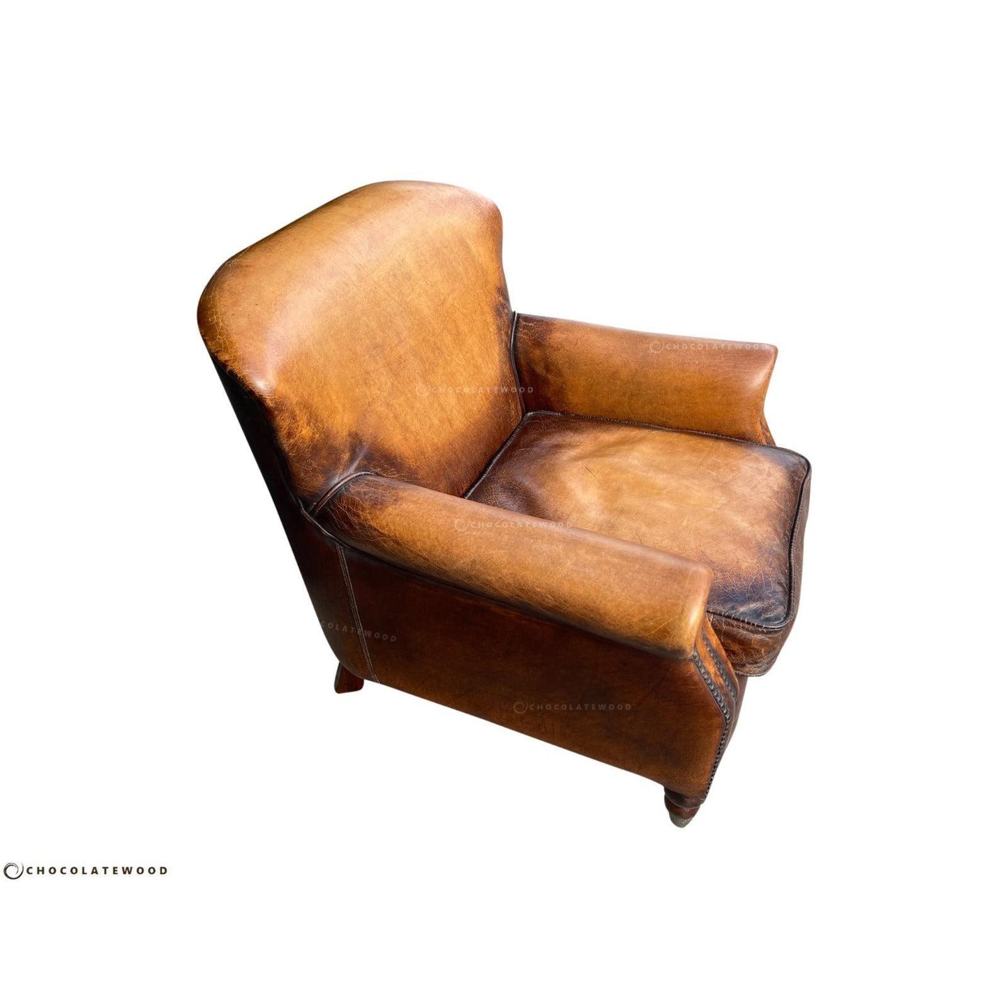GRACELAND ANTIQUE PREMIUM GRADE LEATHER ARMCHAIR IN CARAMEL
