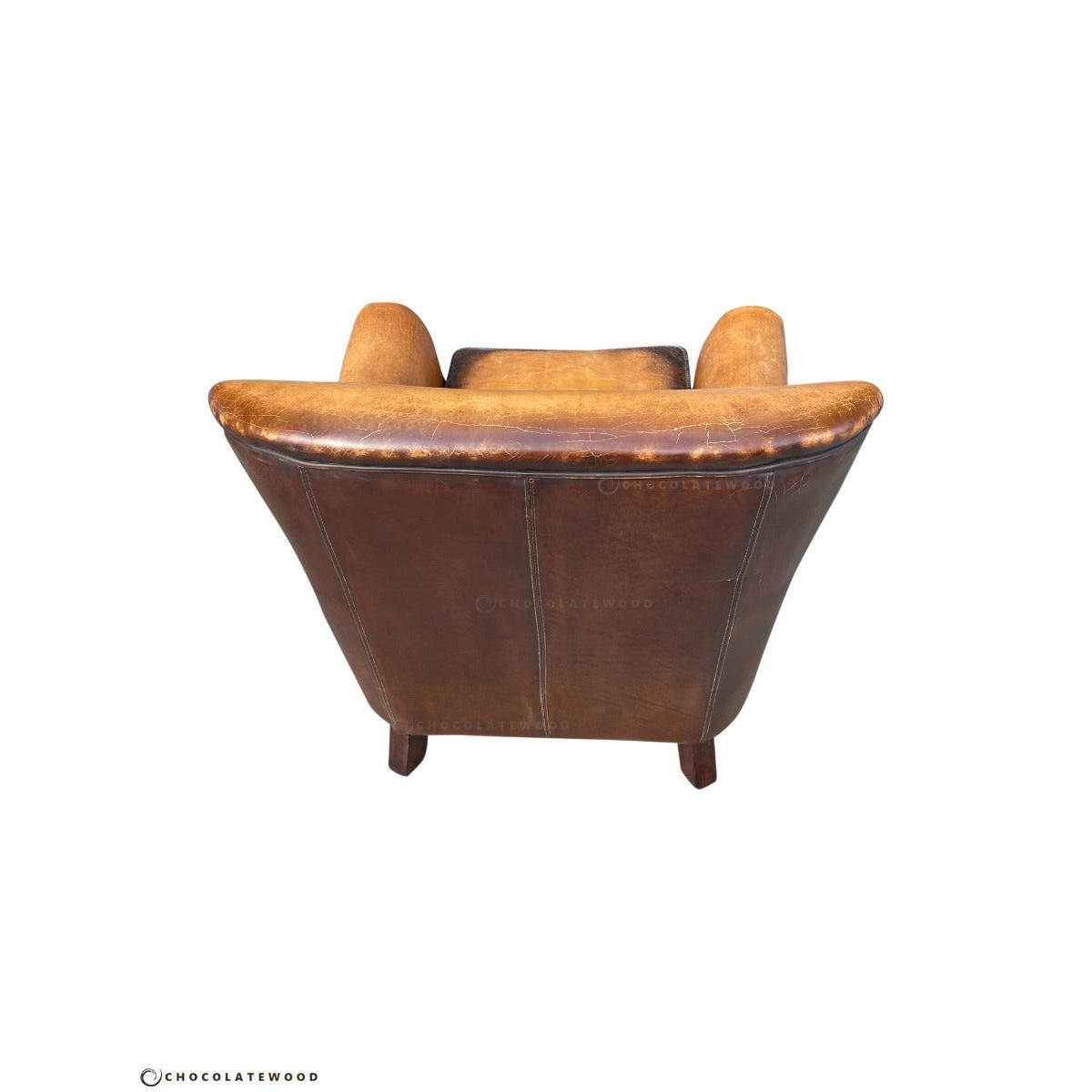 GRACELAND ANTIQUE PREMIUM GRADE LEATHER ARMCHAIR IN CARAMEL