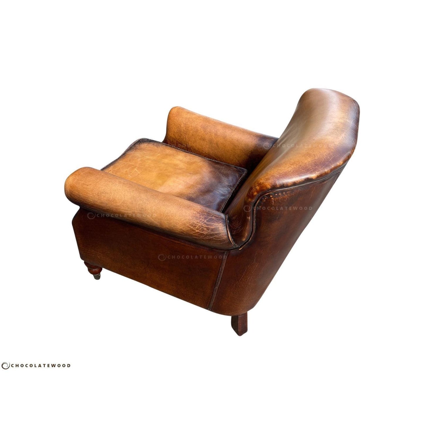GRACELAND ANTIQUE PREMIUM GRADE LEATHER ARMCHAIR IN CARAMEL