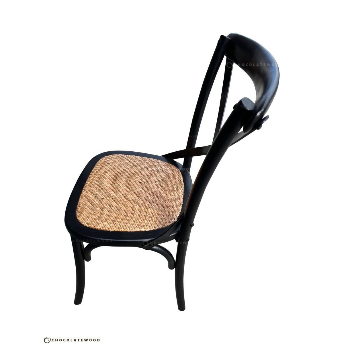 VALENTINA ROUND DINING TABLE 120CM- ALL NATURAL+ 5 MELROSE CROSS BACK CHAIRS IN SOLID BLACK