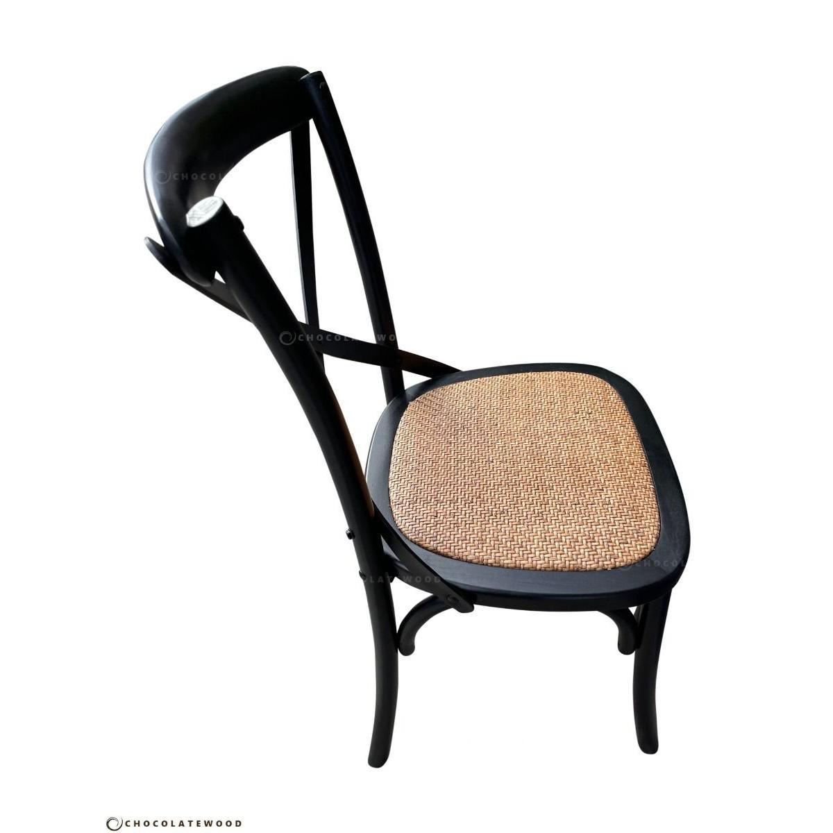 VALENTINA ROUND DINING TABLE 120CM- ALL NATURAL+ 5 MELROSE CROSS BACK CHAIRS IN SOLID BLACK