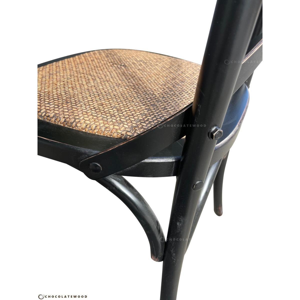 MELROSE DINING CHAIR IN SOLID OAK WITH A BLACK RUBBED BACK FINISH