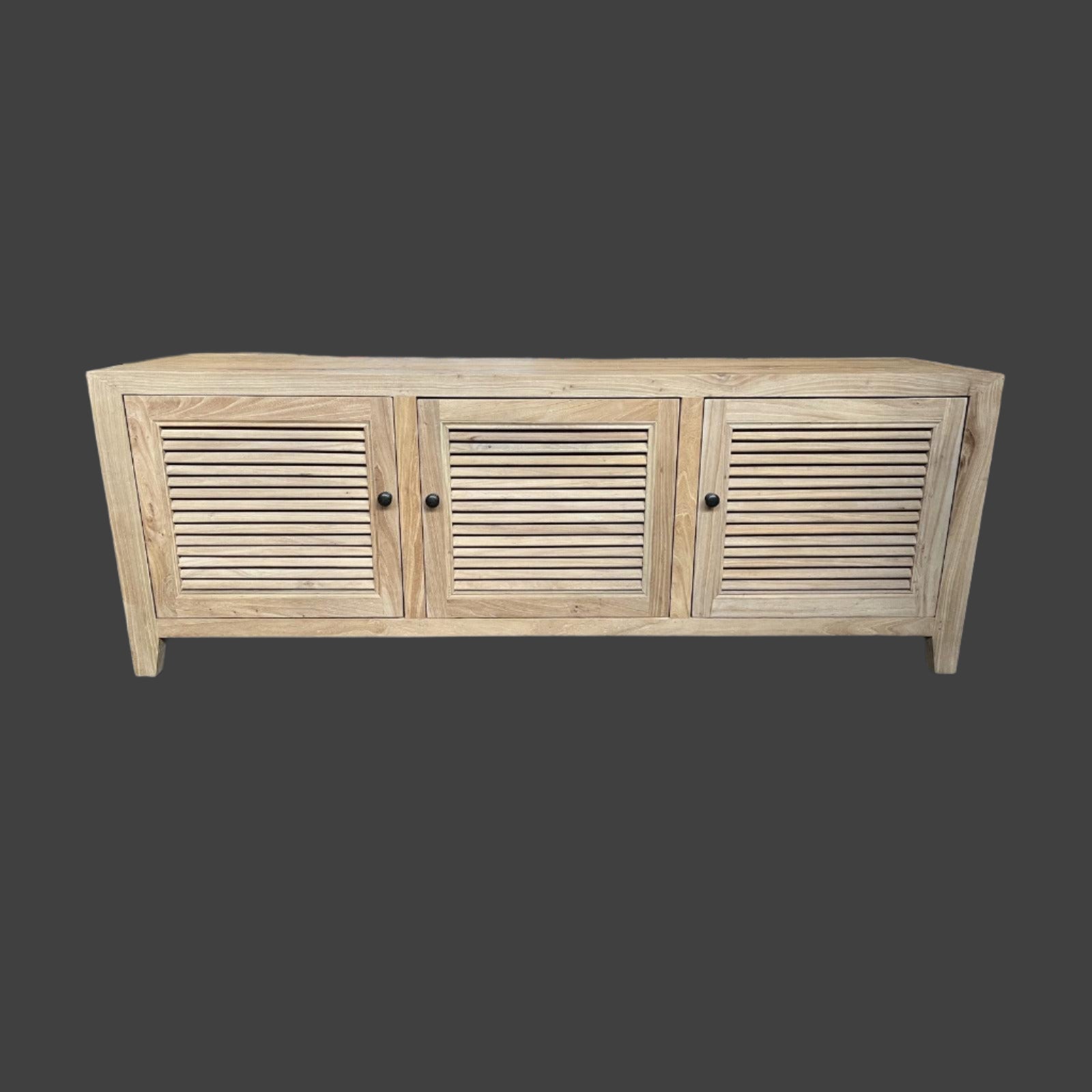 VILLA 3 DOORS LOUVRE STYLE TV/ENTERTAINMENT UNIT IN RECYCLED ELM 160CM - MyChocolateWood