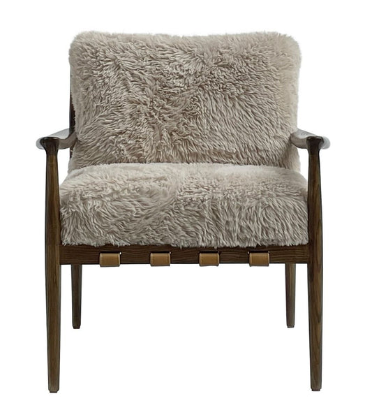 ALABAMA FUAX SHEEP SKIN/ASHWOOD ARMCHAIR /LOUNGE CHAIR IN BEIGE