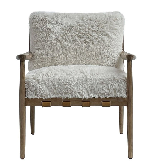 ALABAMA FUAX SHEEP SKIN/ASHWOOD ARMCHAIR /LOUNGE CHAIR IN WHITE
