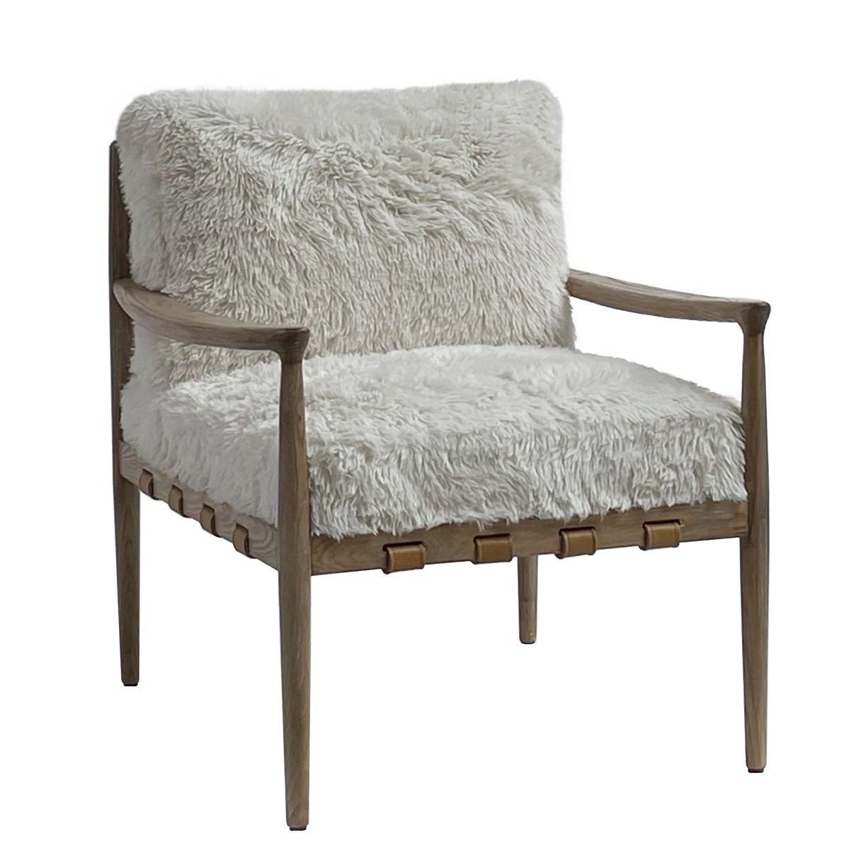 ALABAMA FUAX SHEEP SKIN/ASHWOOD ARMCHAIR /LOUNGE CHAIR IN WHITE