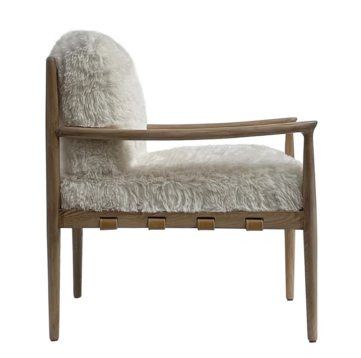 ALABAMA FUAX SHEEP SKIN/ASHWOOD ARMCHAIR /LOUNGE CHAIR IN WHITE