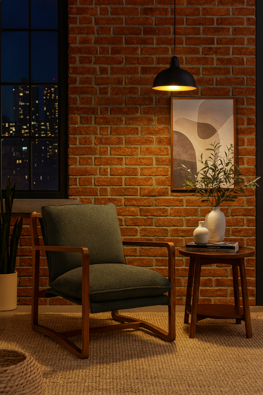 ROGAN BOUCLE TEXTURED FABRIC/ASHWOOD CHAIR IN PINE